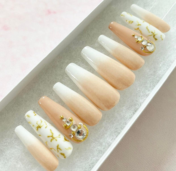 Load image into Gallery viewer, "Give Me That Ring" Ombre Nude & Gold with Rhinestones - illuminatebyliana