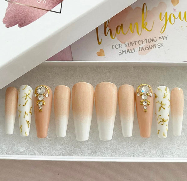 Load image into Gallery viewer, "Give Me That Ring" Ombre Nude & Gold with Rhinestones - illuminatebyliana