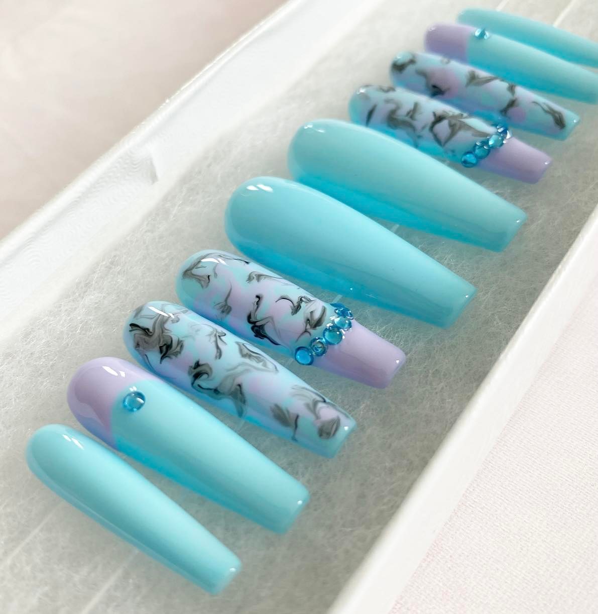 Blue Butterfly Luxury Press on Nails | Blue Nails | Butterfly Nails | Size Large | Gel Nails | XXL Stiletto Nails | outlet Blue XXL Press on Nails