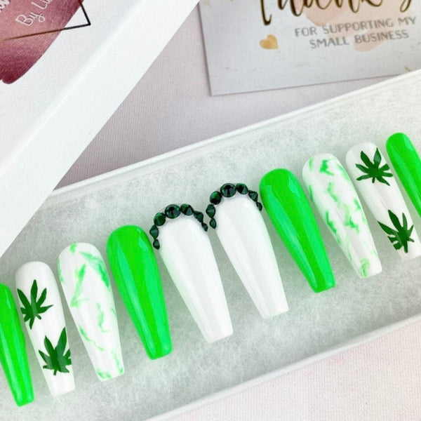 Load image into Gallery viewer, "Green Smoke" 420 Design with Rhinestones - illuminatebyliana