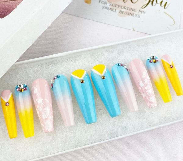 Load image into Gallery viewer, "Flamingo Pineapple" Pink Blue Yellow Design - illuminatebyliana