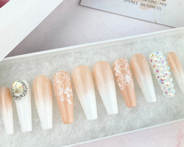 Load image into Gallery viewer, "Marry Me" Bridal Wedding Nails - illuminatebyliana