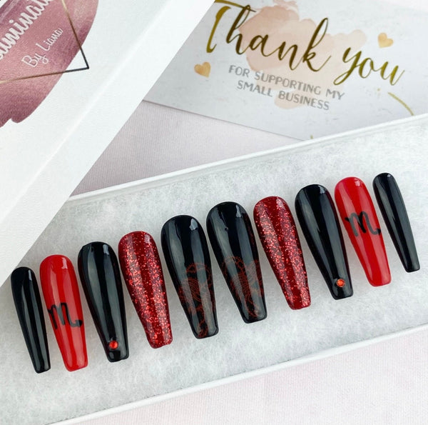 Load image into Gallery viewer, "Scorpio Zodiac" Red & Black - illuminatebyliana