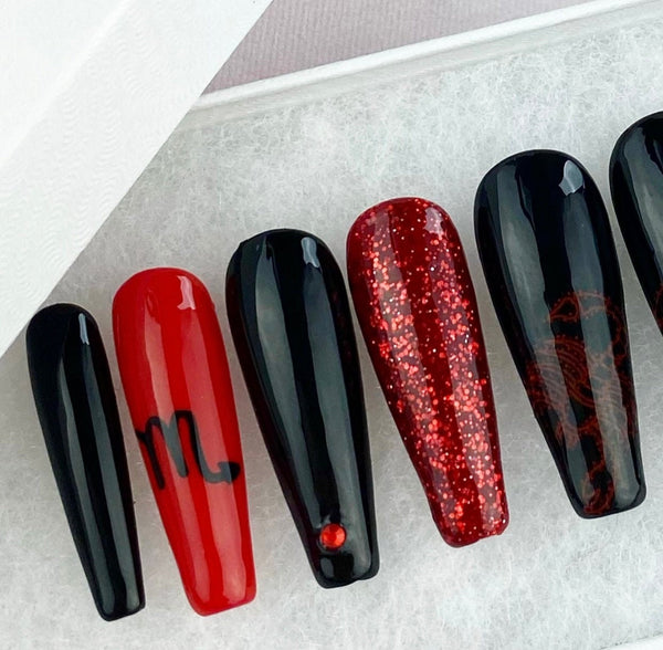 Load image into Gallery viewer, "Scorpio Zodiac" Red & Black - illuminatebyliana