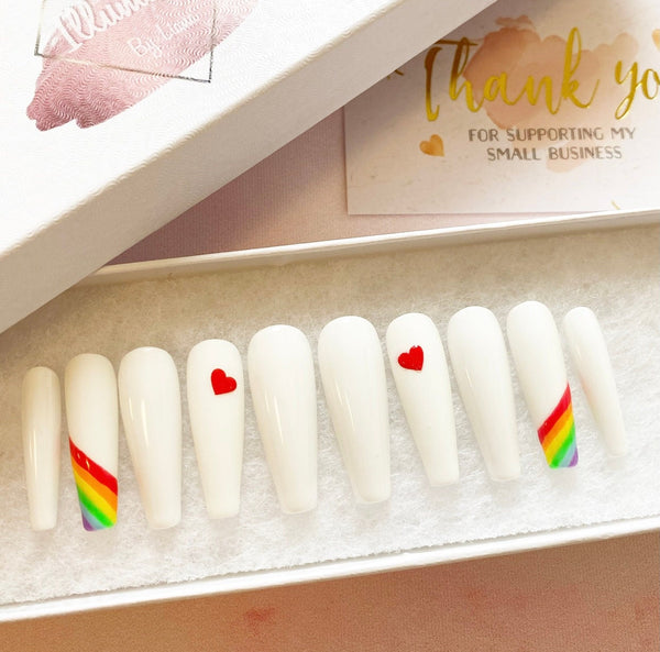 Load image into Gallery viewer, "Love Parade" Pride LGBTQ with Rainbow & Hearts - illuminatebyliana