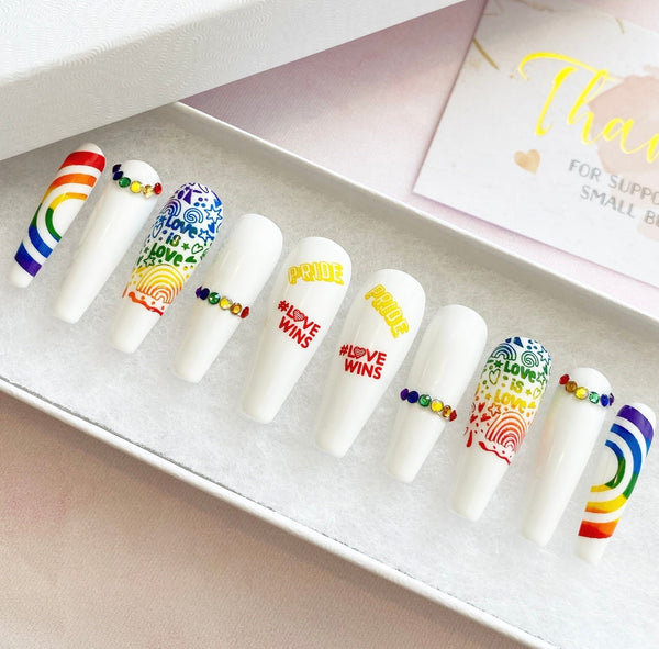 Load image into Gallery viewer, "Love Wins" Pride Rainbow Design with Rhinestones - illuminatebyliana