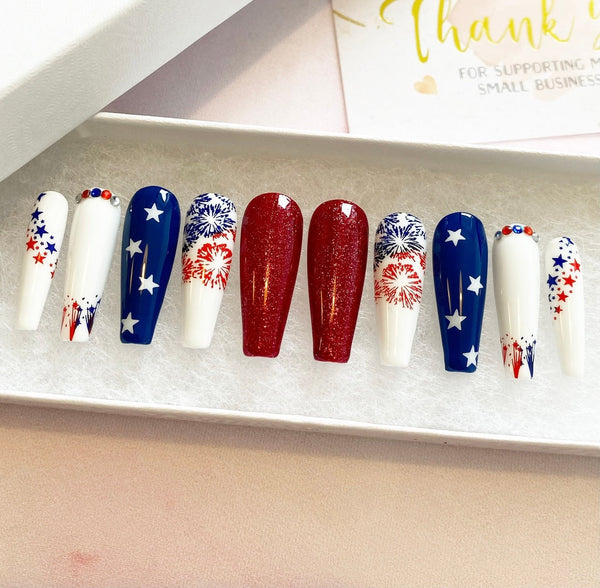 Load image into Gallery viewer, "Celebration" with Rhinestones, Fireworks & Stars - illuminatebyliana