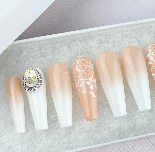 Load image into Gallery viewer, "Marry Me" Bridal Wedding Nails - illuminatebyliana