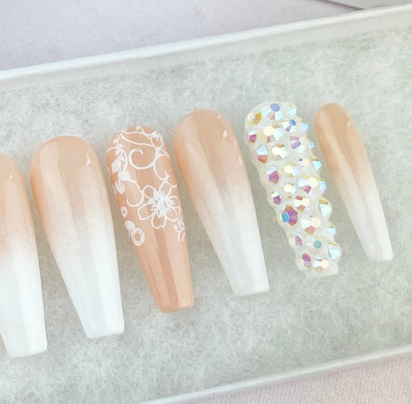 Load image into Gallery viewer, "Marry Me" Bridal Wedding Nails - illuminatebyliana