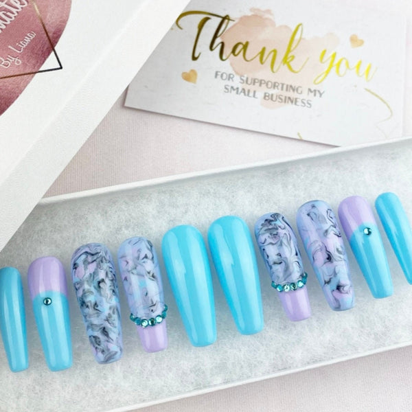 Load image into Gallery viewer, "Violet Gelato" Marble Nails - illuminatebyliana
