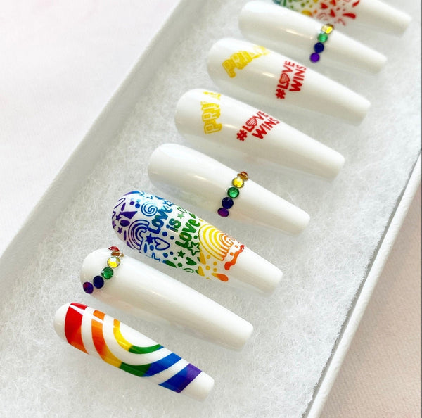 Load image into Gallery viewer, "Love Wins" Pride Rainbow Design with Rhinestones - illuminatebyliana