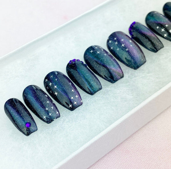 Load image into Gallery viewer, "Take Me To The Galaxy" Cat Eye with Rhinestones - illuminatebyliana