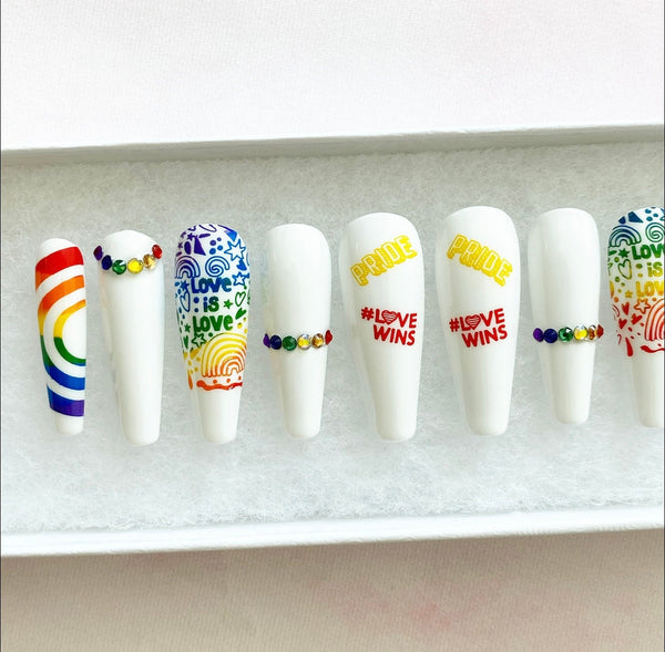 Load image into Gallery viewer, "Love Wins" Pride Rainbow Design with Rhinestones - illuminatebyliana