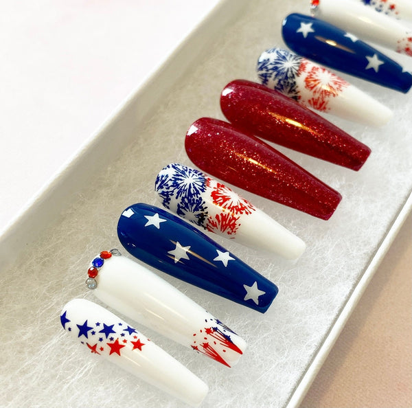 Load image into Gallery viewer, "Celebration" with Rhinestones, Fireworks & Stars - illuminatebyliana