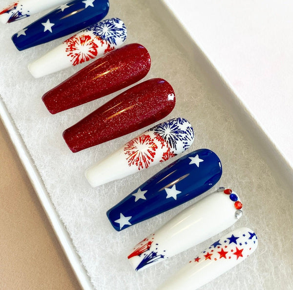 Load image into Gallery viewer, "Celebration" with Rhinestones, Fireworks & Stars - illuminatebyliana