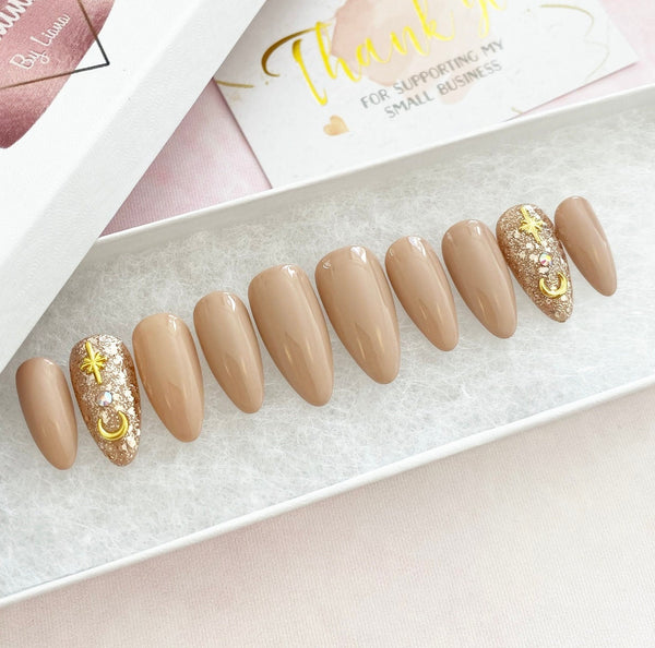 Load image into Gallery viewer, "Fly Me To The Moon" Nude Glitter - illuminatebyliana