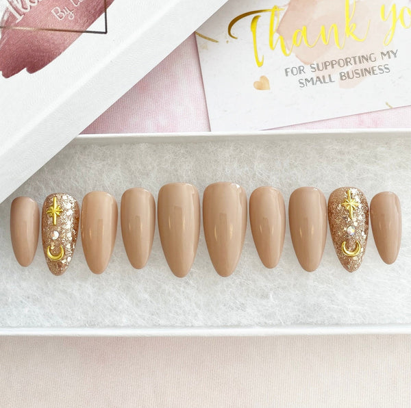 Load image into Gallery viewer, "Fly Me To The Moon" Nude Glitter - illuminatebyliana