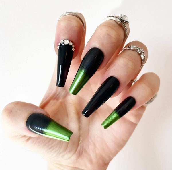 Load image into Gallery viewer, "Hands On Me" 3D Skeleton & Green Chrome - illuminatebyliana