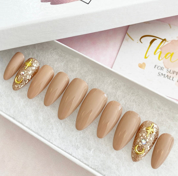 Load image into Gallery viewer, "Fly Me To The Moon" Nude Glitter - illuminatebyliana