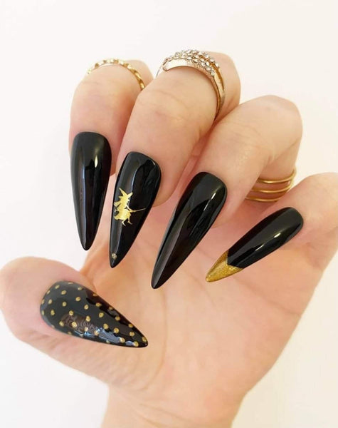 Load image into Gallery viewer, "Bewitched" Witch Black & Gold - illuminatebyliana