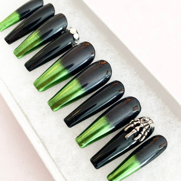 Load image into Gallery viewer, "Hands On Me" 3D Skeleton & Green Chrome - illuminatebyliana