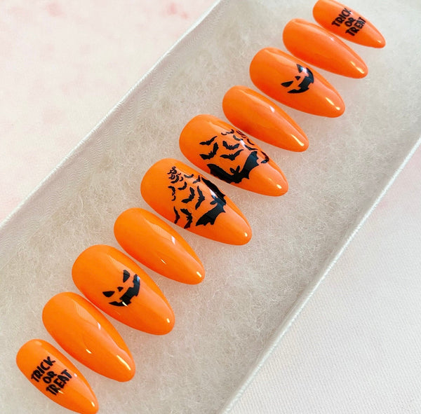 Load image into Gallery viewer, "Trick Or Treat" Halloween Glow In The Dark Orange - illuminatebyliana