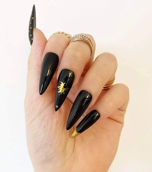 Load image into Gallery viewer, "Bewitched" Witch Black & Gold - illuminatebyliana