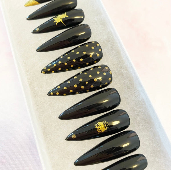 Load image into Gallery viewer, "Bewitched" Witch Black & Gold - illuminatebyliana