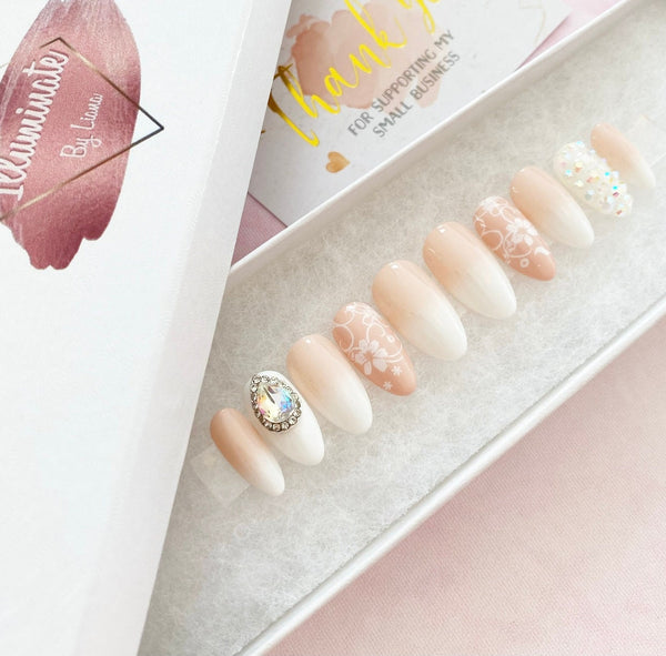 Load image into Gallery viewer, "Marry Me" Bridal Wedding Nails - illuminatebyliana