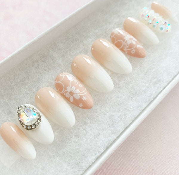 Load image into Gallery viewer, "Marry Me" Bridal Wedding Nails - illuminatebyliana
