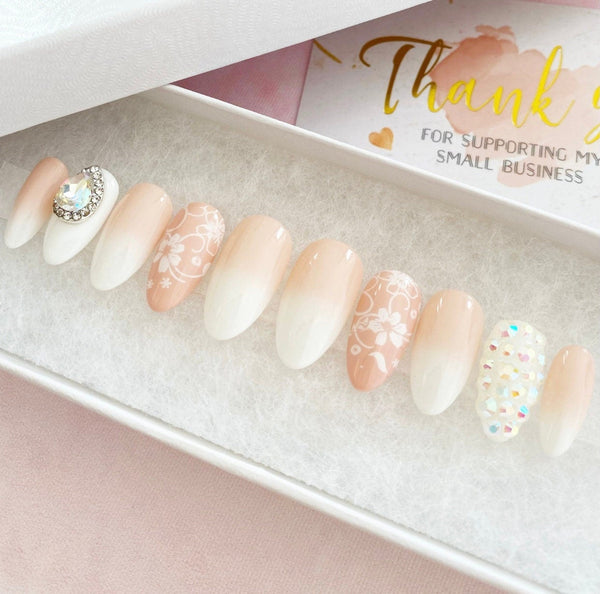 Load image into Gallery viewer, "Marry Me" Bridal Wedding Nails - illuminatebyliana