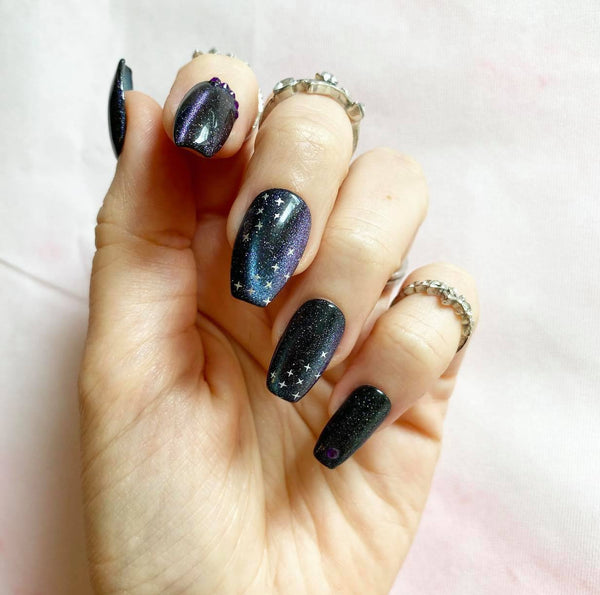 Load image into Gallery viewer, "Take Me To The Galaxy" Cat Eye with Rhinestones - illuminatebyliana