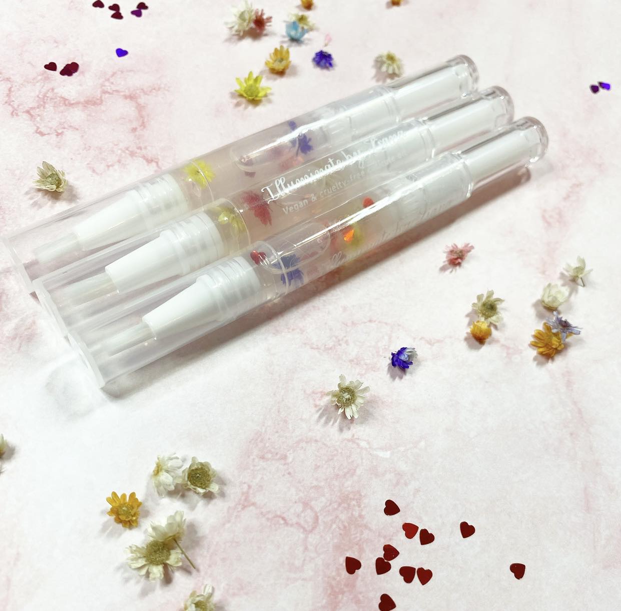 Cuticle Oil With Dried Flowers & Hearts. Handmade. Hydrating. Unique