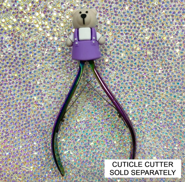 Load image into Gallery viewer, Cuticle Cutter Topper: Bear In Purple Dress

